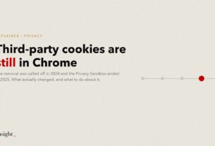 Timeline graphic: the removal of third-party cookies from Chrome was called off in 2024 and the Privacy Sandbox ended in 2025.